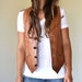 Vintage Brown Rustic Cowboy Genuine Leather Button Up Vest Small