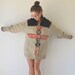 Oversized Vintage Aztec Thick Wool Knit Sweater Zip Up Large