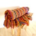 Retro 70s Burnt Orange Multi Color Stripe Crochet Throw Blanket