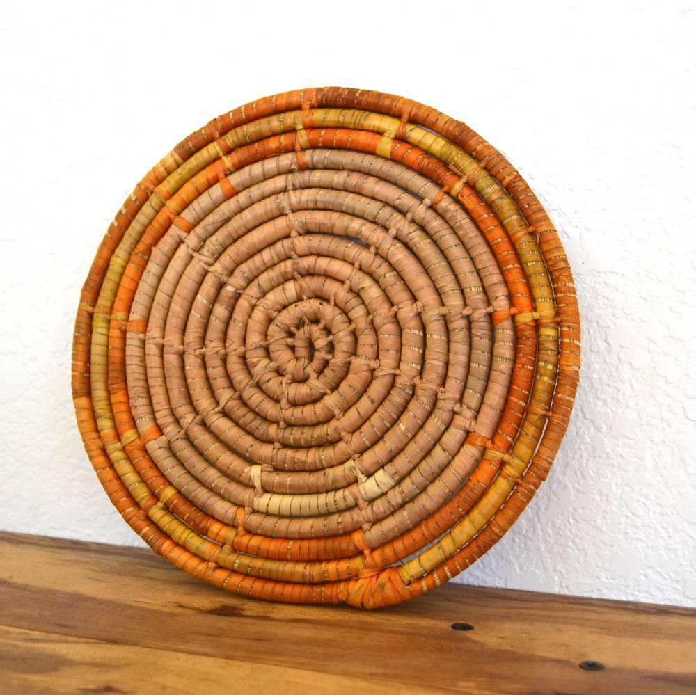 70s Retro Circle Woven Straw Trivet