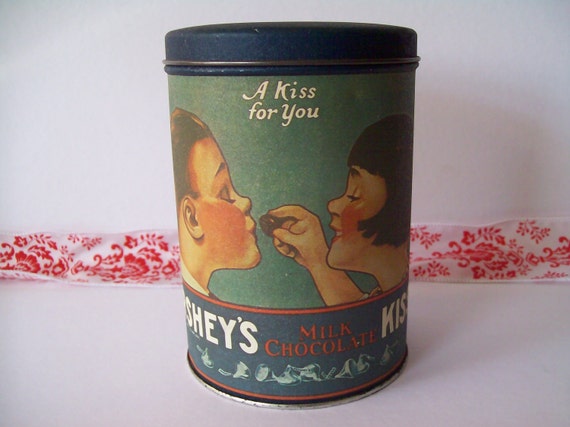 Vintage Hershey's Kisses Tin A Kiss for You from by Kissiana