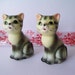 Vintage Ceramic Pair of Green Eyed Cats from 1958