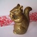 Vintage Brass Squirrel with Nut Figurine
