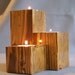 Tea Light Candle Holder, Reclaimed Wood, Set of Three Candle Holders