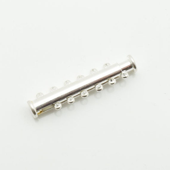 Jewelry Clasp 35mm Clasp Slide Lock 6 String Silver Tone 5