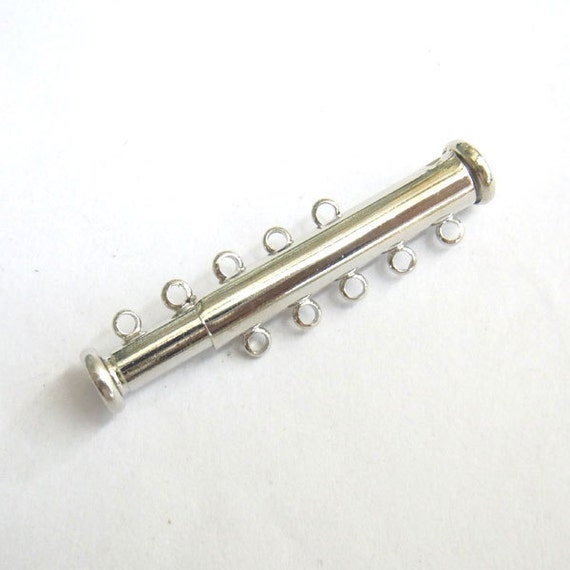 Jewelry Clasp 30mm Slide Lock Clasp 5 String Silver Tone 10