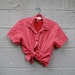 vintage red and white stars blouse / tied cropped patriotic shirt M-L