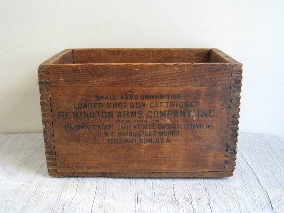 Vintage Wood Box Remington Ammo Wood Crate Industrial