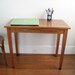 Reserved for alicestudio - Vintage Oak Desk or Writing Table with Brass Accents