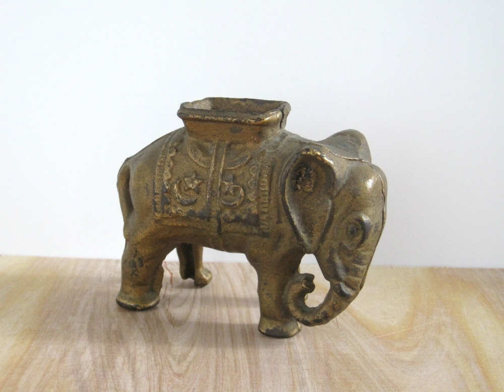 Antique Cast Iron Elephant Bank Vintage Circus