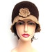 crochet skullcap for teens or adults , crochet hat with flower, women beanie women cloche brown B8
