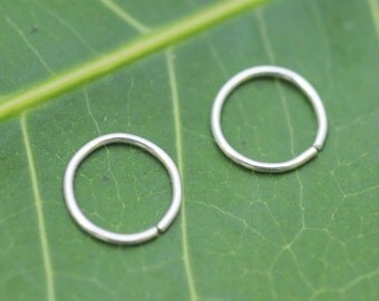 Nose Rings - Nose Hoops - Tragus Earrings - Cartilage Earrings - Nose Piercing- 1 PAIR Sterling Silver 24 Gauge 7-10mm Inner Diameter Hoops