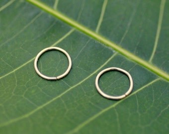 Nose Ring Hoops - Helix Piercings - Tragus Rings - Cartilage Earrings - One Pair of 14K Solid Gold Hoop Earrings - 7 mm Inner Diameter