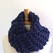 Chunky Knit Sapphire Blue Drop Stitch Infinity Cowl Scarf