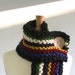 Chunky Knit Fringed Cowl Scarf in Charcoal / Sapphire / Red / Yellow / Purple / Cream / Green with Large Cream Button