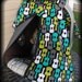 Carseat Canopy Groovy Guitars for Boy with Button Center Great for Newborn babies RTS