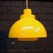 Hanging Pendant Light Danish Modern 1970s in Bright Chrome Yellow Plastic