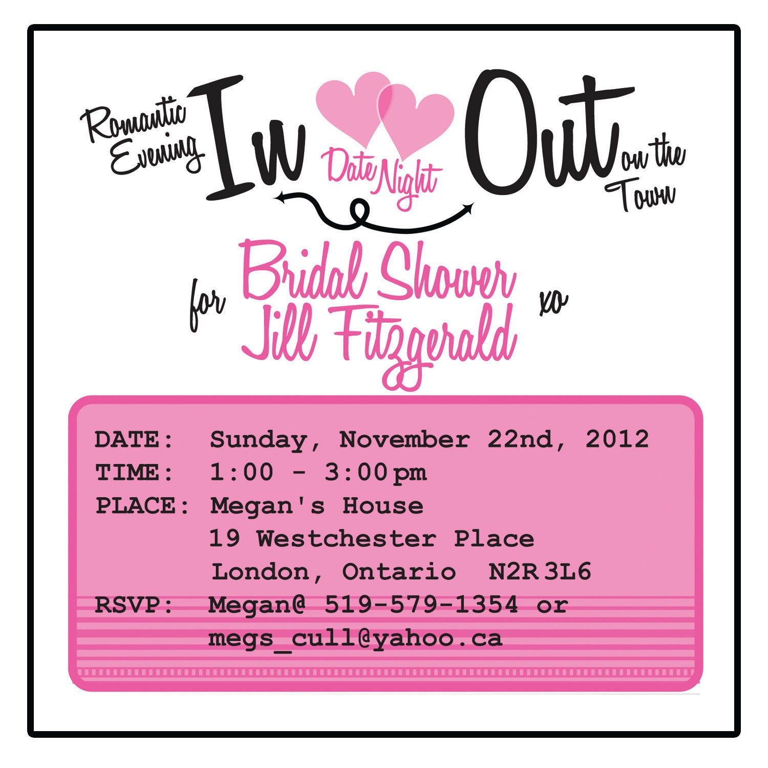 Date Night Themed Bridal Shower Invitations 1