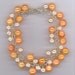 Peach and Ivory Pearl Bracelet Beaded Chain FREE SHIPPING