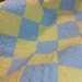 Blue and Yellow check Gingham baby quilt. 33 x 40