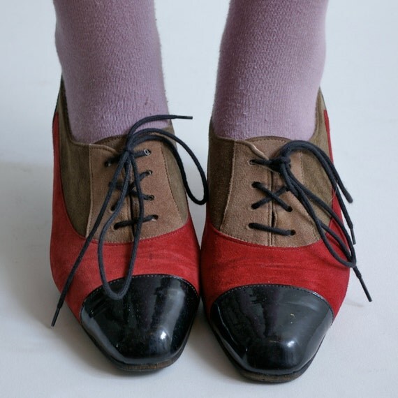 red and tan shoes