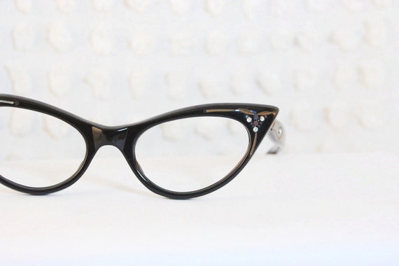 Curvy Black Cat Eye 1950's Eyeglasses Rhinestone by DIAeyewear