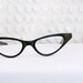 Vintage 50s Black Cat Eye 1950's Womens Eyeglasses Pointy Dramatic Wrap Around 46/20 Frame France NOS