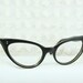 Vintage 50s Cat Eye 1950's Eyeglasses Black Gray Layered Iridescent Pearl Teardrop Wave 46/18 Frame Universal Optical