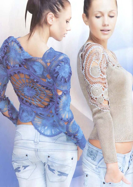 Items similar to Crochet Flower Patterns Dresses women's lace dress top