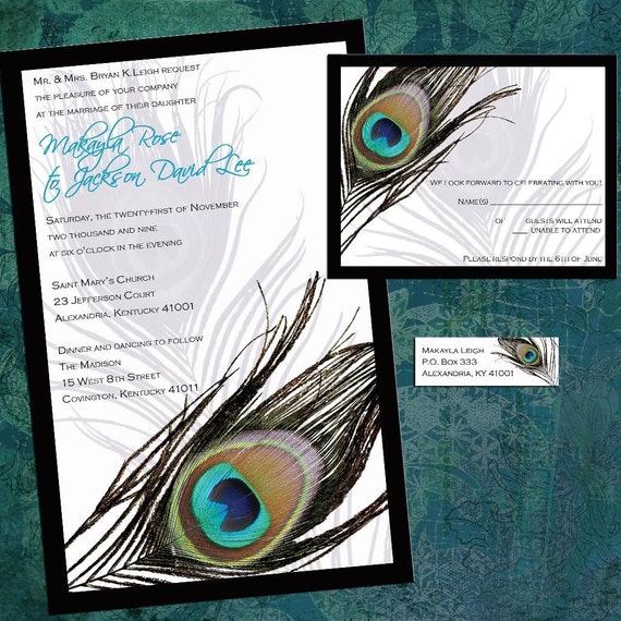 custom peacock feather wedding invitation sample packet peacock wedding invitations