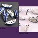 3 Silver Metal w/ Dark Blue Crystal Rhinestones Spacer, Slider, 3 Holes Spacer Beads, Findings ... 3 hole semicircle spacer .. destashing