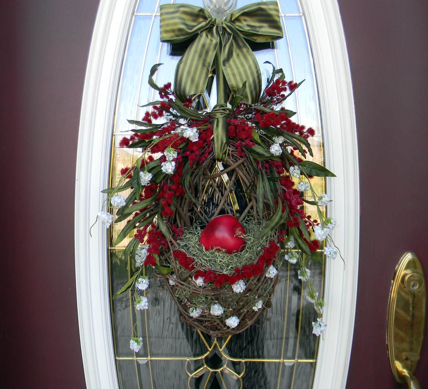 Spring Summer Grapevine Oval Wreath Basket by AnExtraordinaryGift