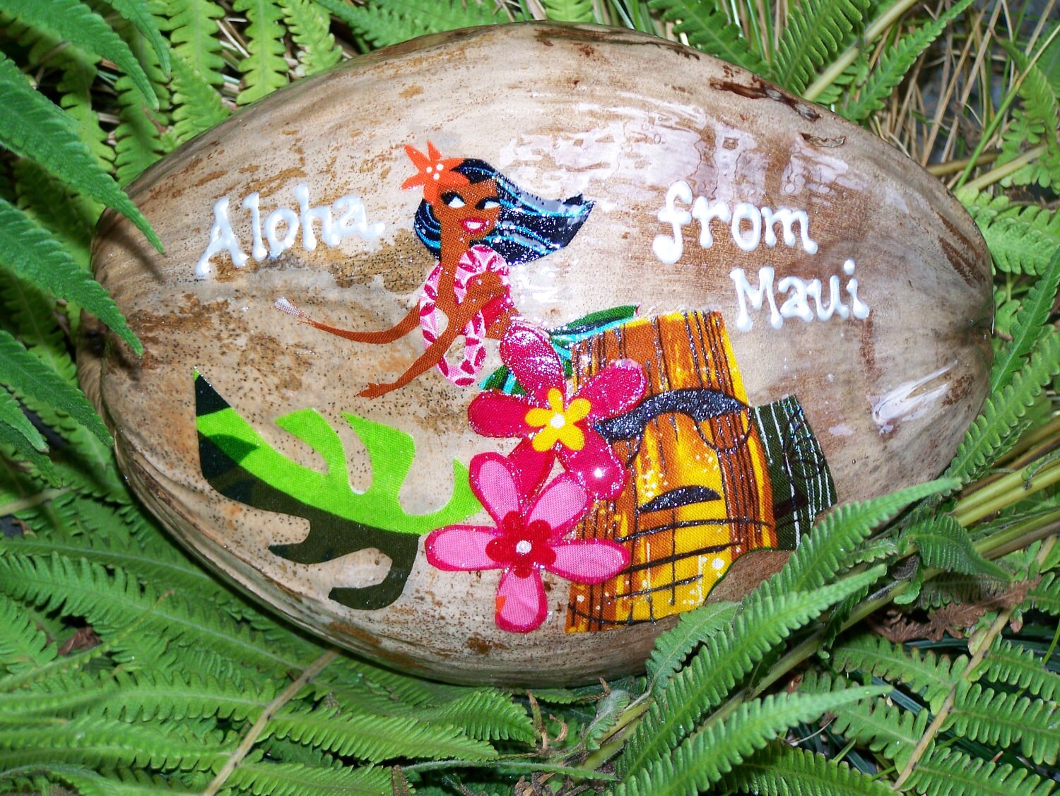 Hula Girl Coconut Postcard Birthday Gift Hawaii Souvenir
