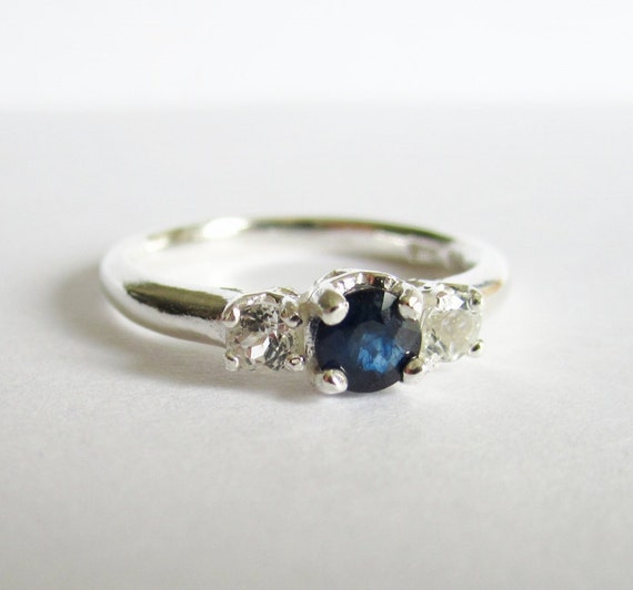 SALE Natural Blue Sapphire Ring Size 7 by CobbledStone on Etsy
