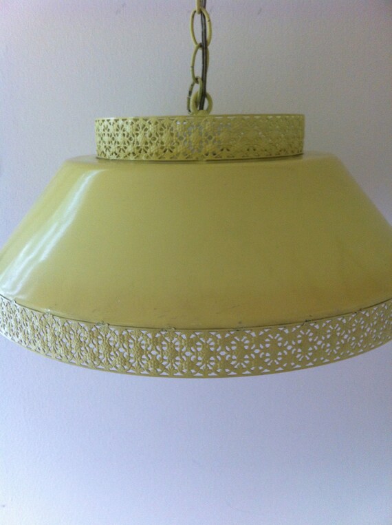 Hanging Ceiling Light Yellow Mid Century Metal