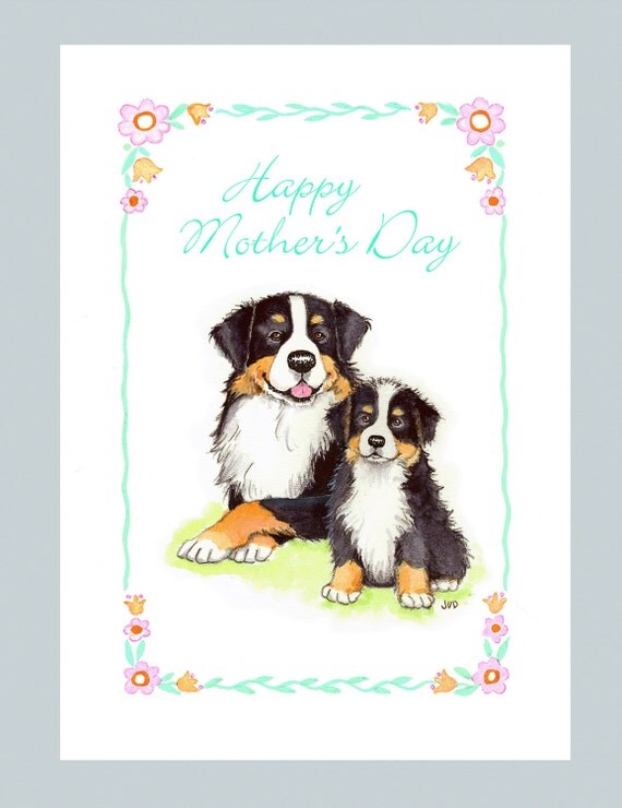 Bernese Mountain Dog Mother's Day Card