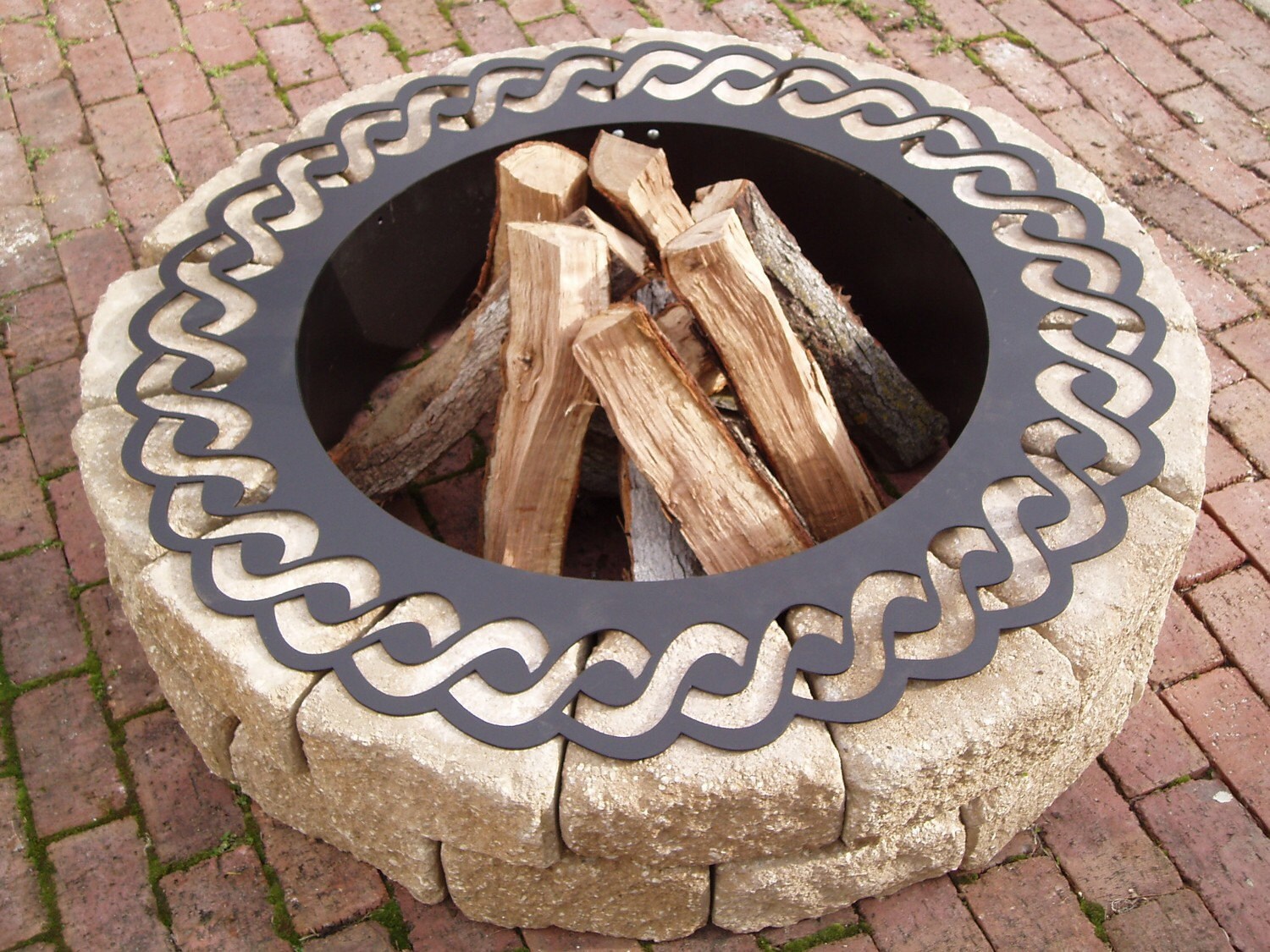 36 Inch Fire Ring Lid Fire Ring Fire Pit Ring-36Inch Heavy Duty Fire Rings  For Outdoors Patterned Design Bonfire Ring Insert For Cooking Grate Fire  Pit Ring Fire Pit Ring 36 Inch, image size:1500x1125
