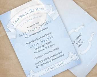 Love you to the Moon Baby Shower Invitation