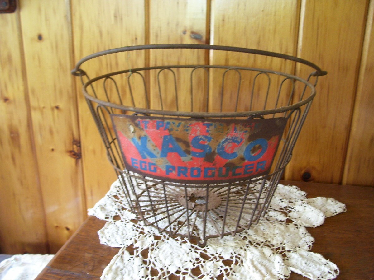 Rare Antique Egg Basket Advertsing Basket by