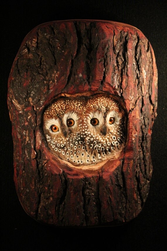 Wildlife Wood Owl Bird Carving Art