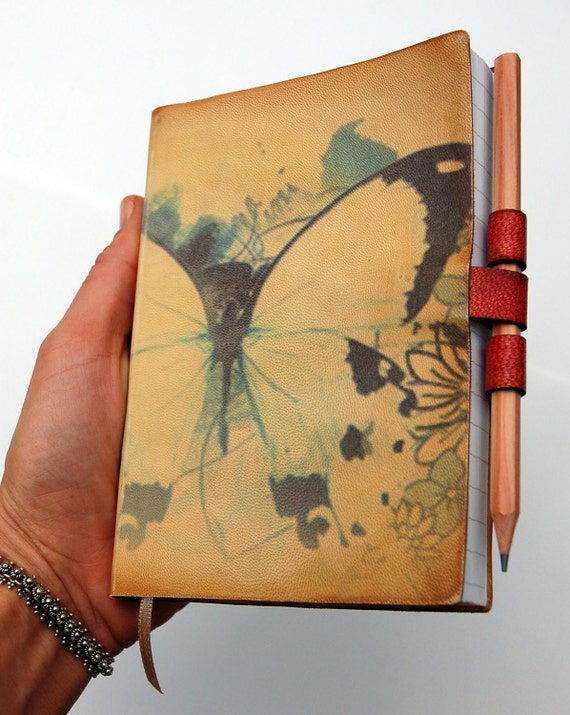 Free Initials Butterfly leather journal