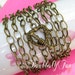 10 Antique Bronze Textured Chain Necklaces with Heart Toggle Clasp ... 30 inches