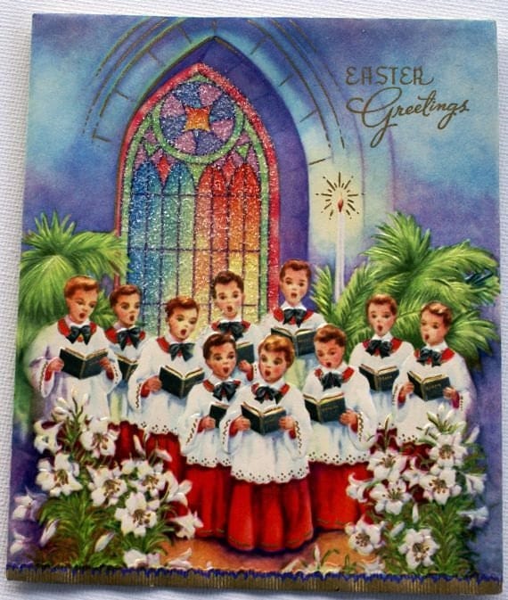 1940s Vintage Church Choir Easter Card by BettyJanesTreasures