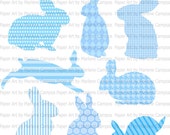 INSTANT DOWNLOAD - Rabbits Silhouettes Tiffany Blue Clip Art, baby clip arts, baby boy, elements, baby shower, Personal and Commercial. Il_170x135