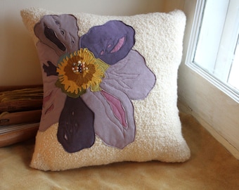 Decorative beige Throw Pillow cream linen by originalthrowpillows