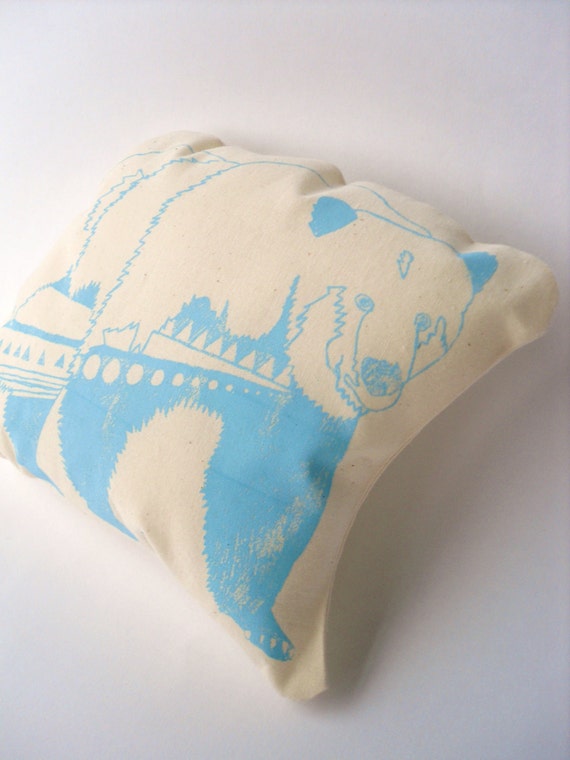 Items similar to Decorative Animal Pillow Blue Bear on Etsy
