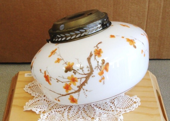 Glass lamp Painted Lamp milk Milk painted Light glass Shade shade Vintage  Hand