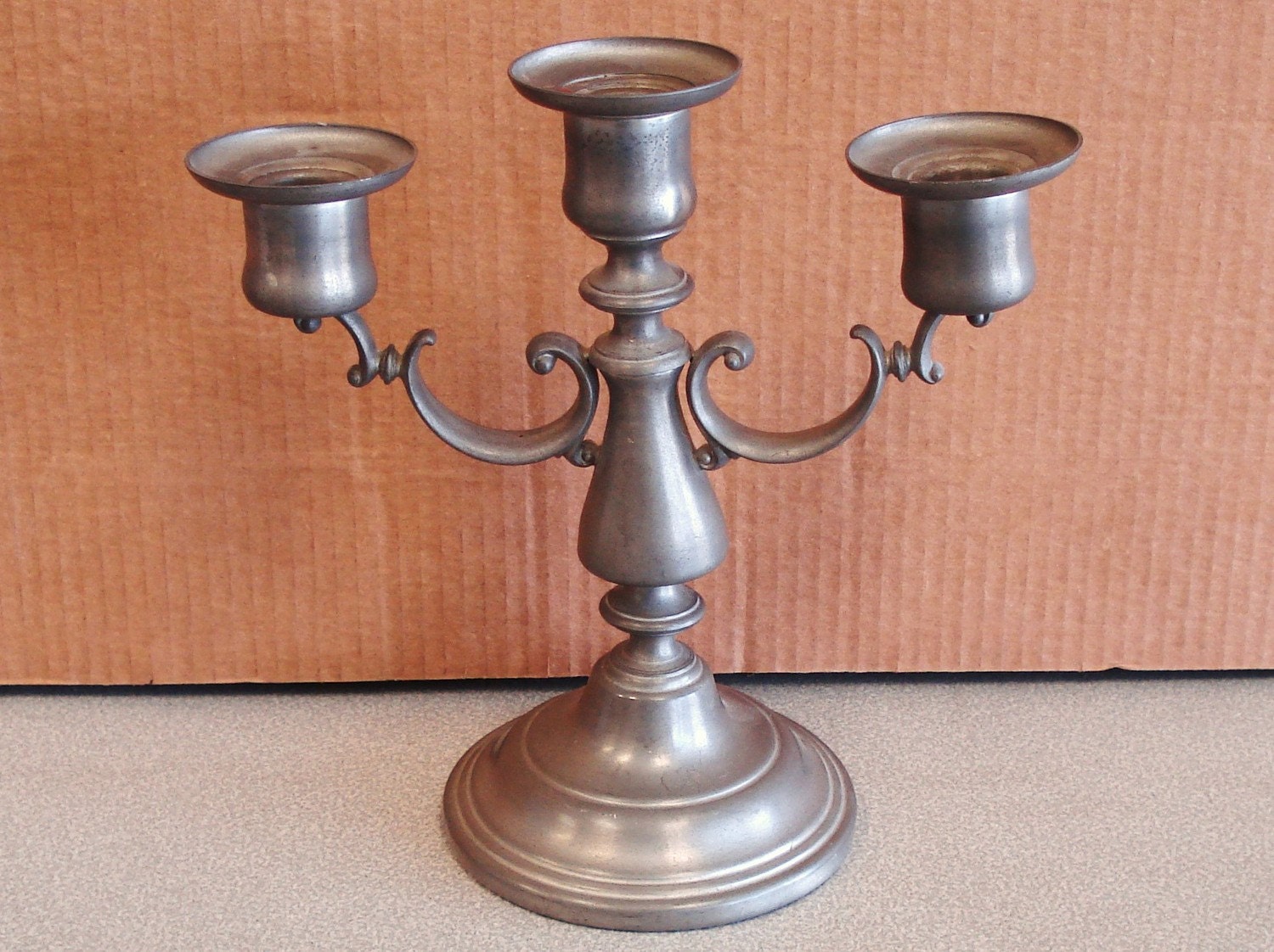 Vintage International Pewter 3 Candle Sticks Holder