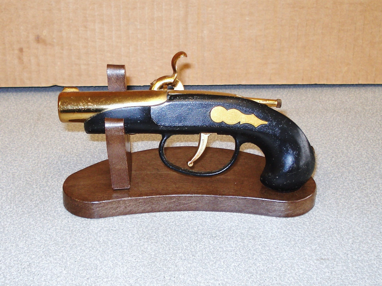 Vintage Gun Pistol Cigarette Lighter With A Stand Japan.