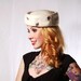 Vintage 1950s Wool and Applique White Pill Box Hat